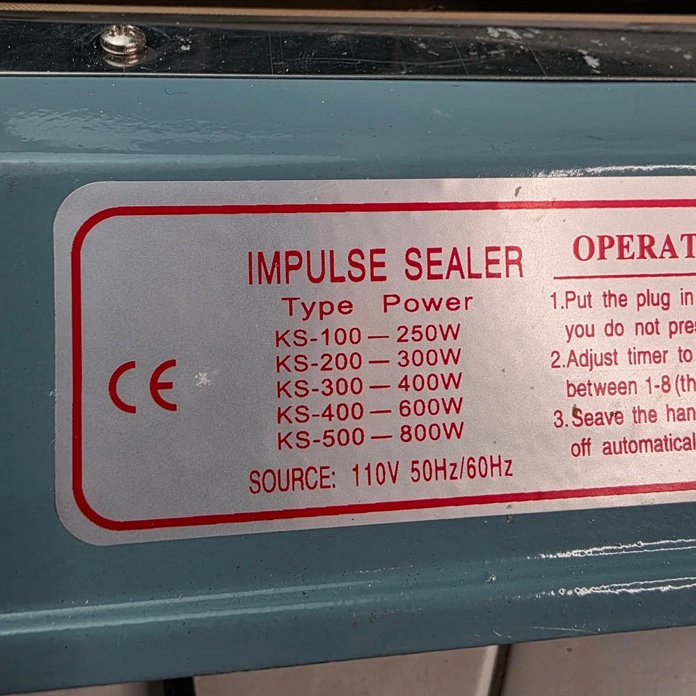 KS-200 Impulse Sealer 8 Inch Manual Heat Sealing Machine 110V 300W Blue T1